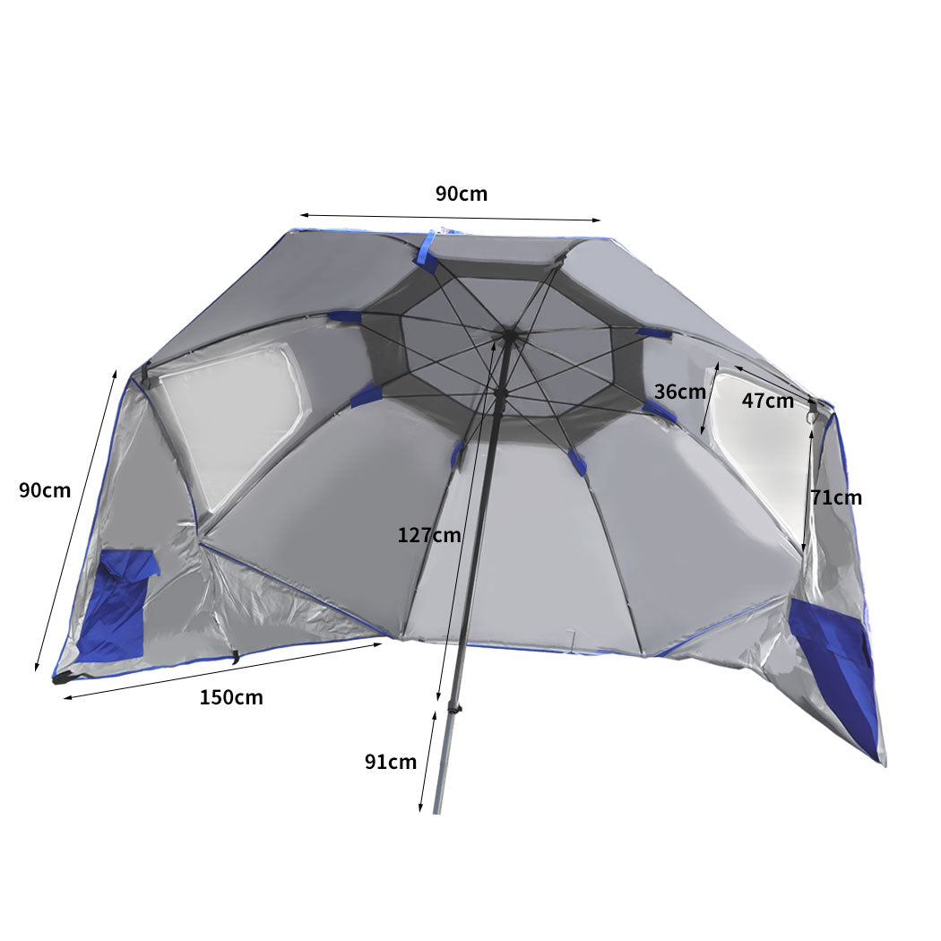 Mountview Beach Umbrella Outdoor Umbrellas Blue 2.33M-1942352879520190466