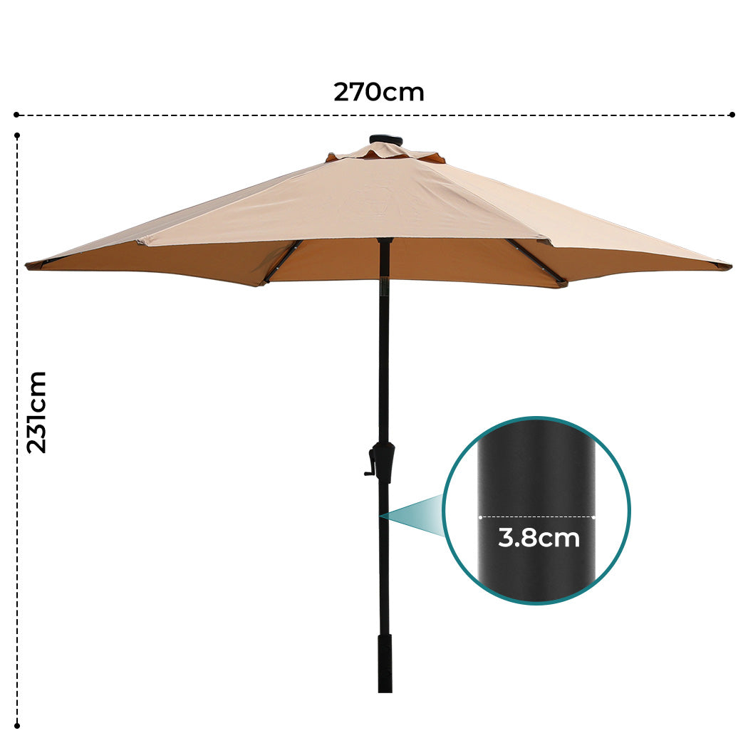 Centra 2.7M LED Outdoor Umbrella Base Stand Khaki-1942353663884398594
