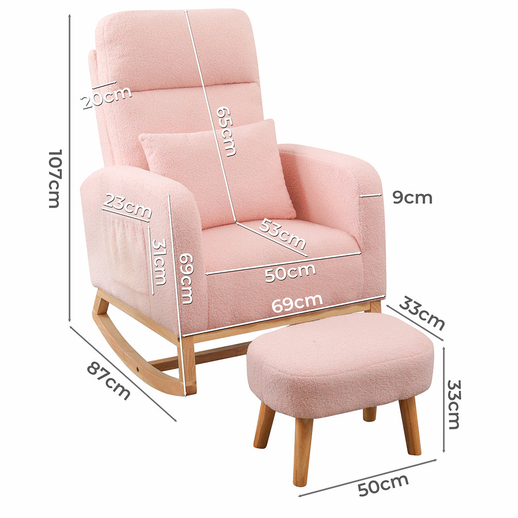 Levede Rocking Chair Ottoman Footrest With Side Pocket-1910112281501503490