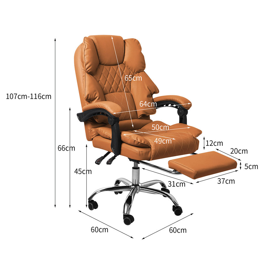 Levede Gaming Chair Office Computer Brown Footrest-1910112922684755970