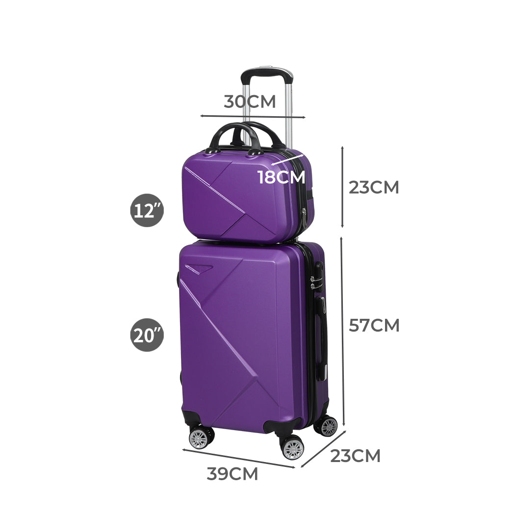 Slimbridge 2pcs 20"Travel Luggage Set Purple-1942352932305506306