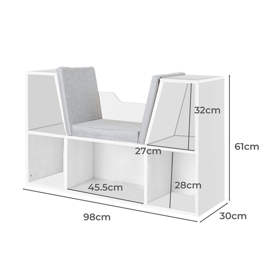 Levede Kids Bookcase Toys Box Shelf White-1910112556471685122
