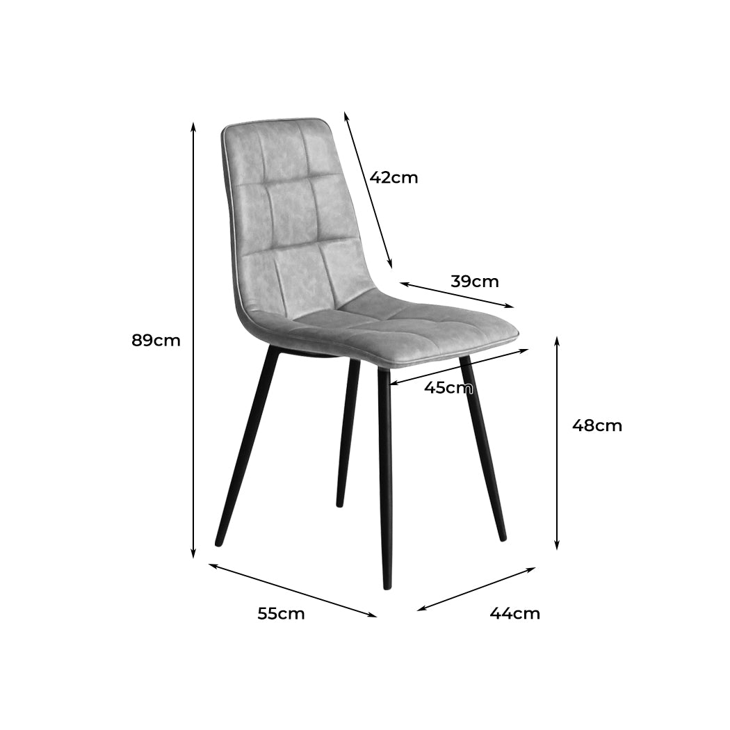Levede 4x Dining Chairs Kitchen Chair Grey Faux Leather-1910113287937331202