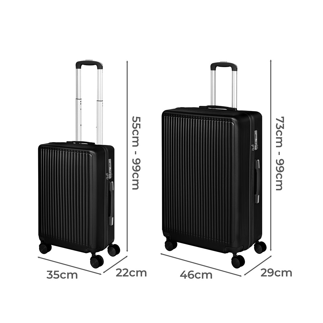 Slimbridge Luggage Suitcase Trolley Black 2pc 20"+28"-1942352947702796290