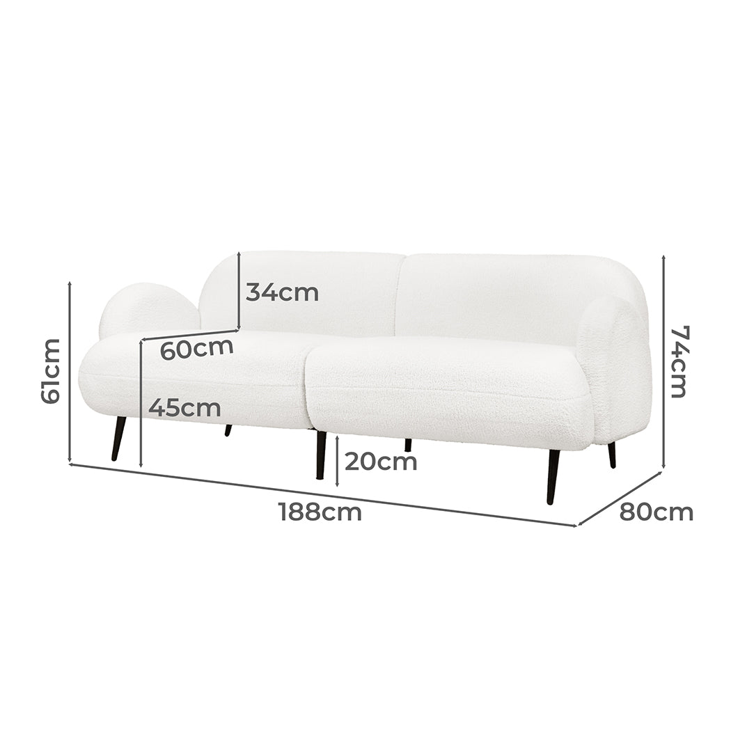 Levede Cloud Sofa 3 Seater Sherpa Fleece White-1937319787009019906