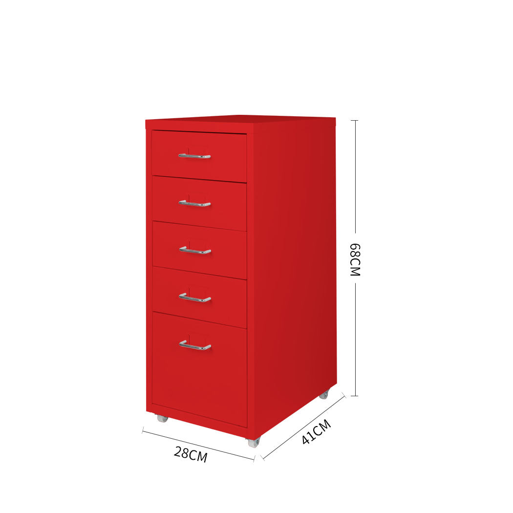 Levede 5 Drawer Office Cabinet Drawers Red-1917016720799830018