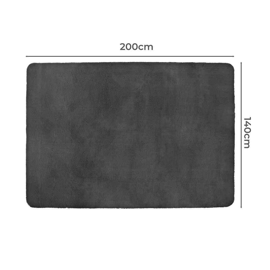 Marlow Floor Rugs Area Rug Fluffy Faux 140X200CM Grey-1942353171452137474