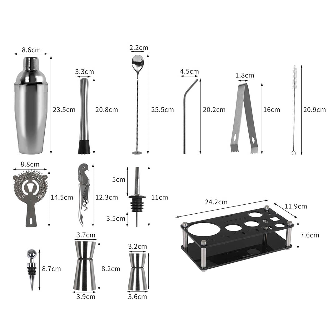 Cocktail Shaker Set Stainless Steel-1942353775138312194