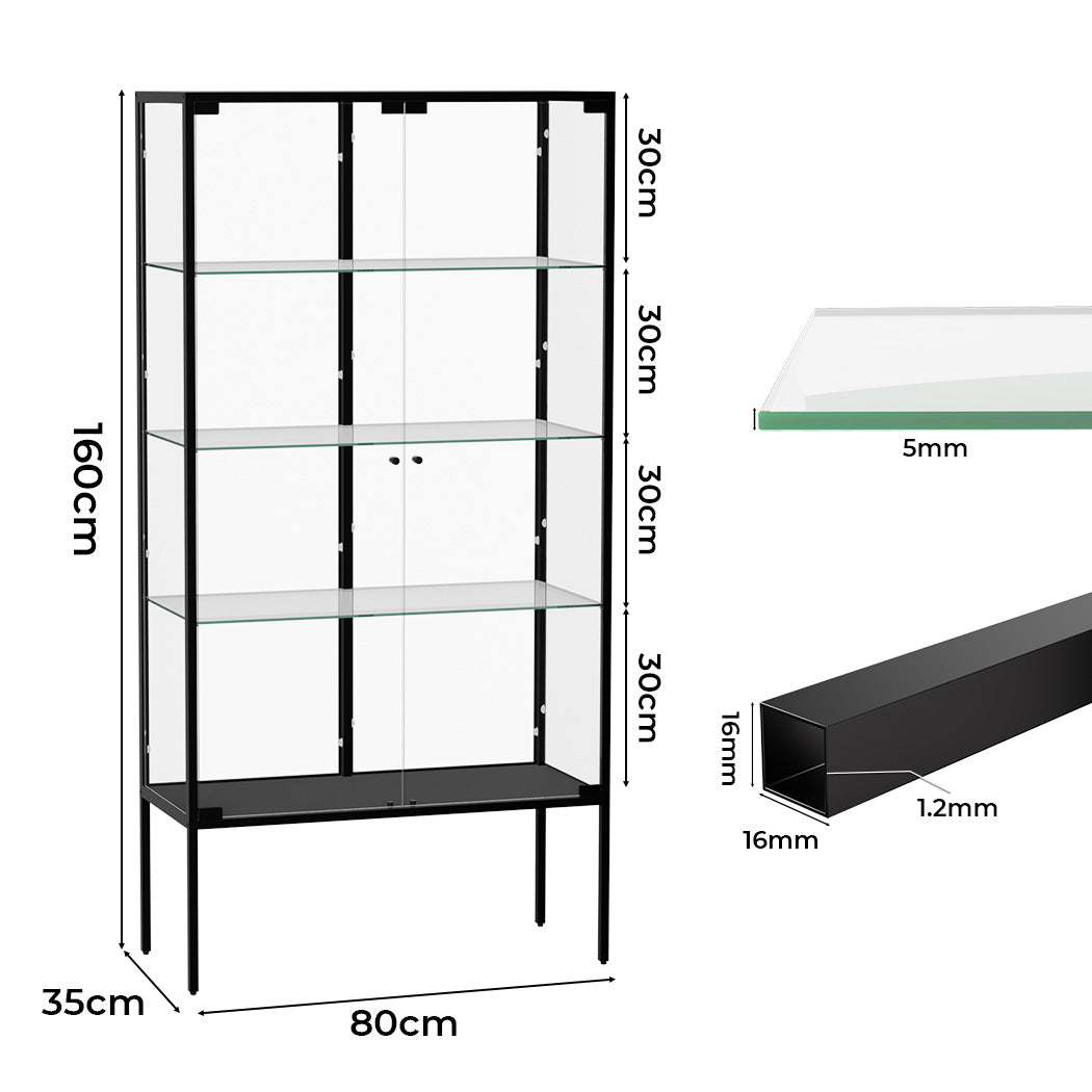 Stacked Glass Display Cabinet Steel 4 Tier 160cm-1937319795359879170