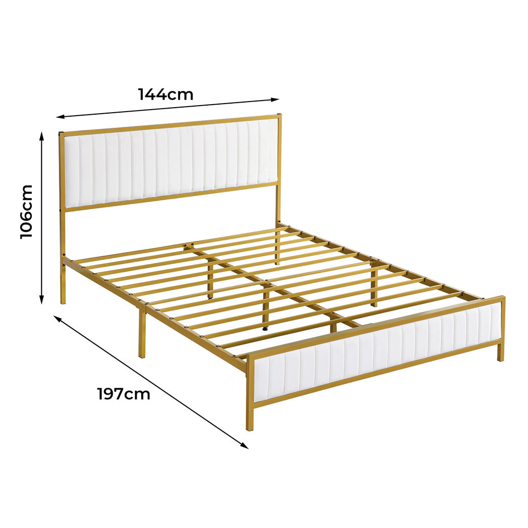 Levede Metal Bed Frame Under Bed Storage Double Beige-1937319810237075458
