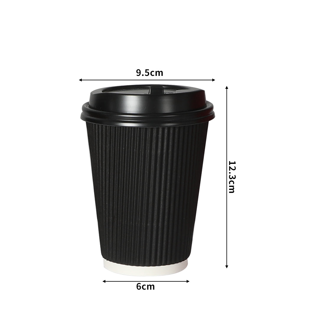 200 Pcs 16oz Disposable Takeaway Coffee Black-1942353277152792578