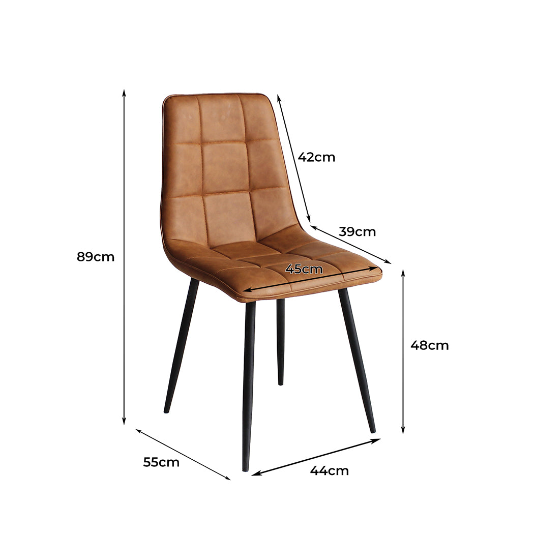 Levede 4x Dining Chairs Kitchen Chair Brown Faux Leather-1937319839714643970