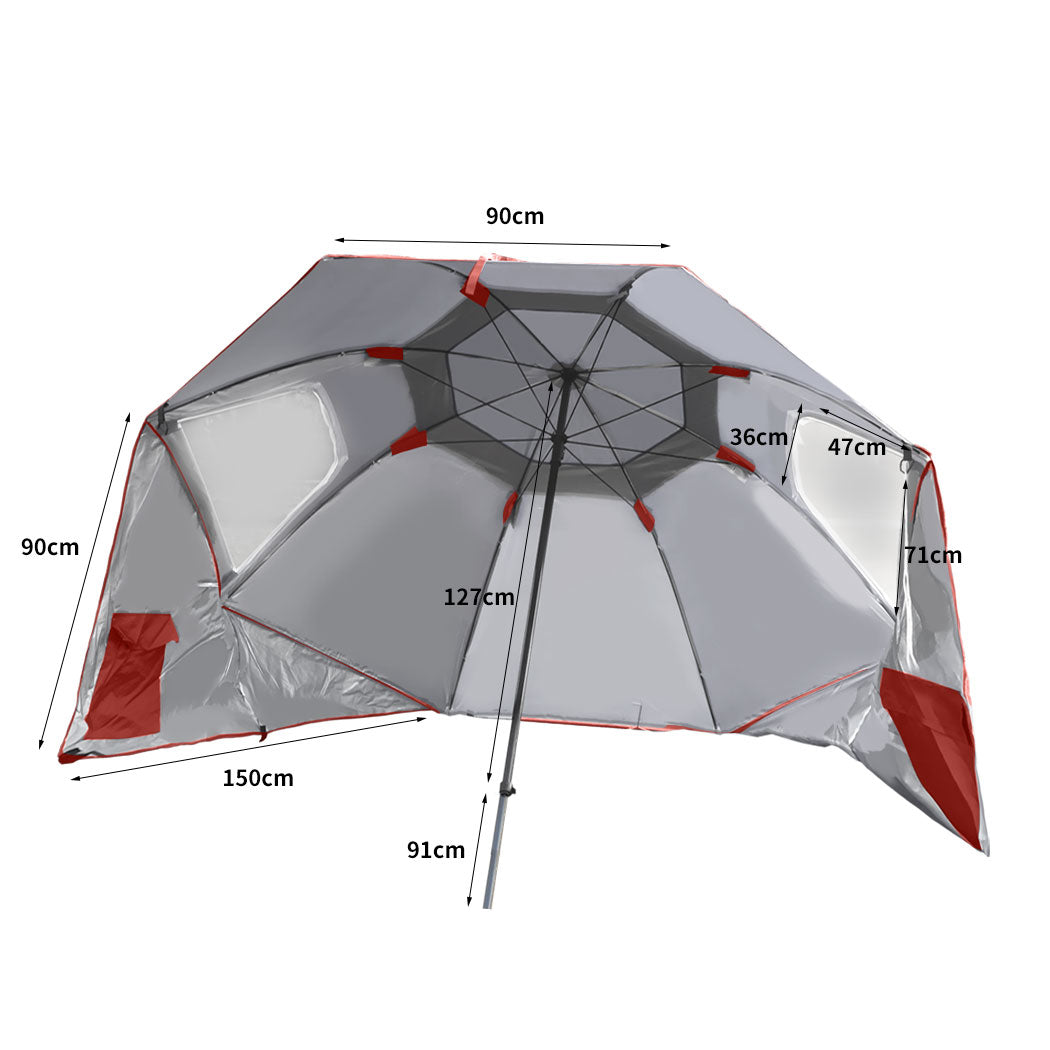 Mountview Beach Umbrella Outdoor Umbrellas Red 2.33M-1942352879868317698