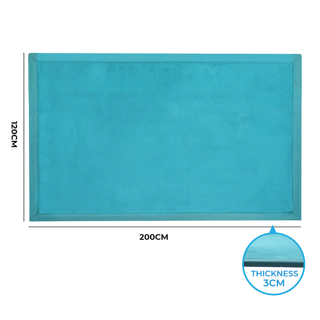 Marlow Coral Velvet Area Rugs Large Mat 120x200cm Blue-1942353699565342722