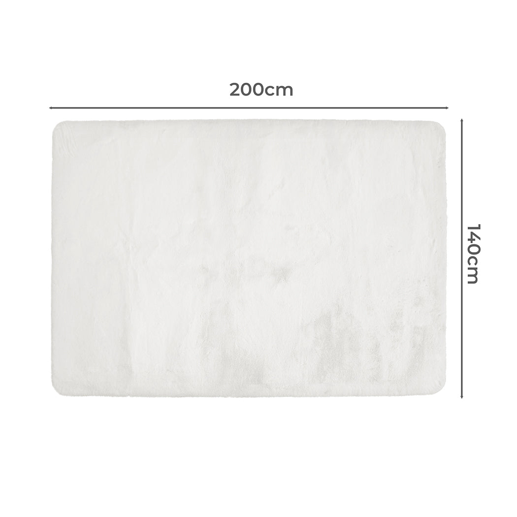 Marlow Floor Rugs Area Rug Fluffy Faux 140X200CM White-1942353171619909634