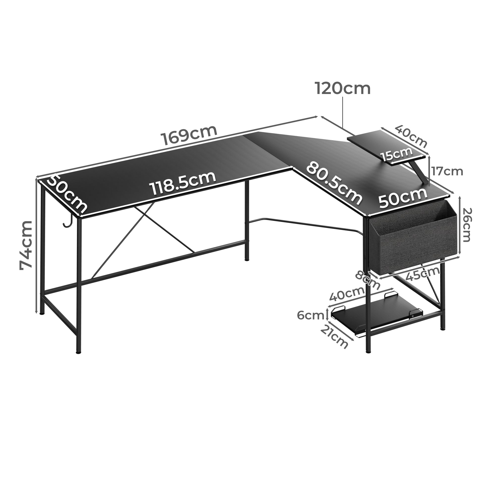 Levede Computer Desk Corner Desk Black-1910112201767784450