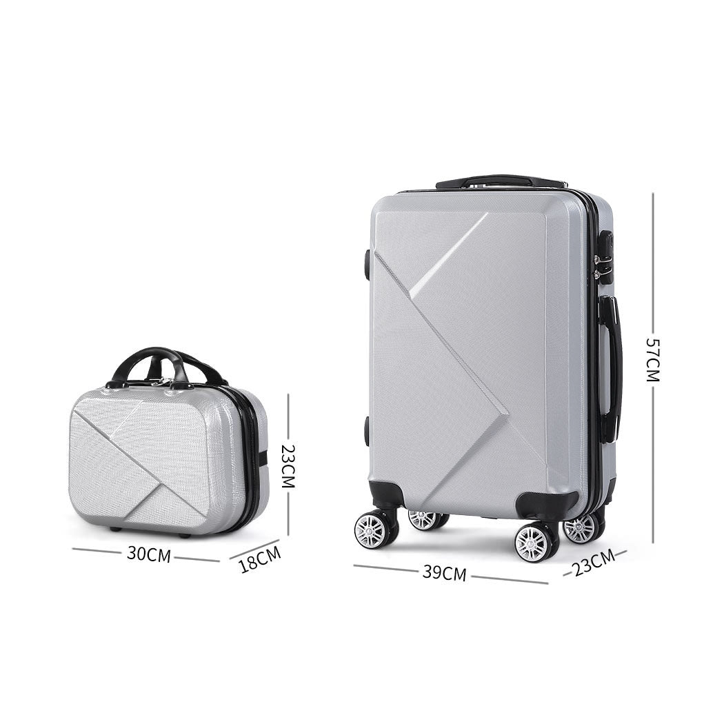 Slimbridge 2pcs 20"Travel Luggage Set Grey-1942352931965767682