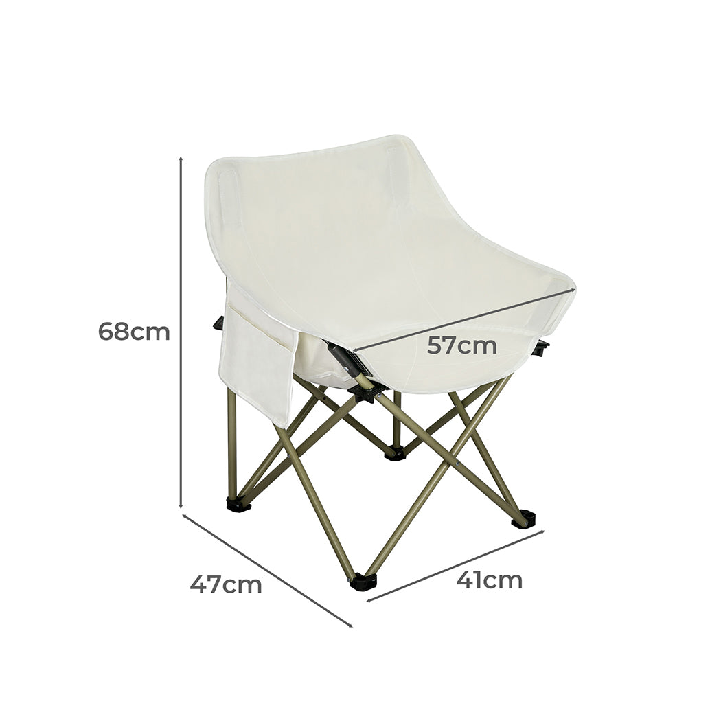 Levede Folding Camping Moon Chair Lightweight Beige-1910112919954264066