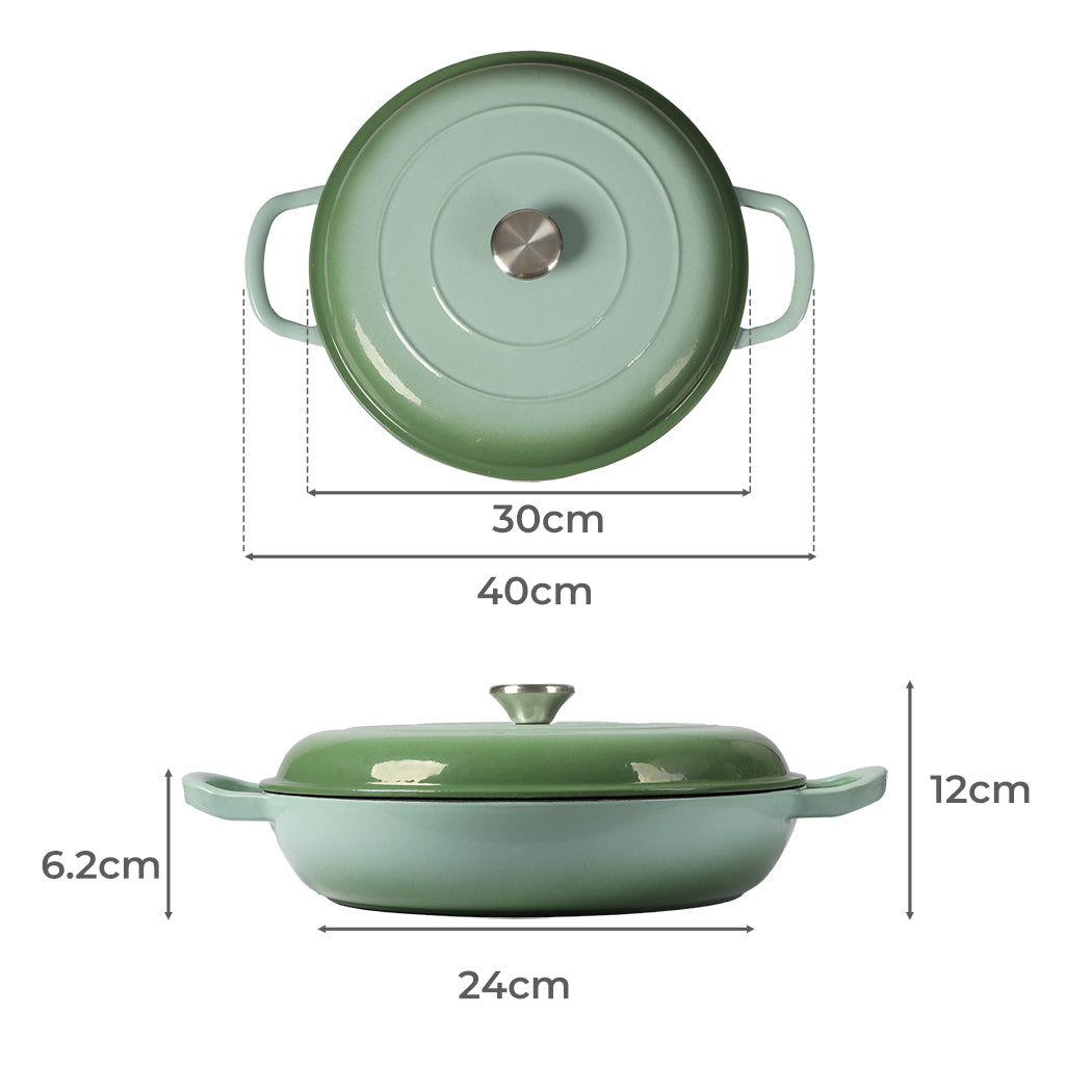 TOQUE 3.5L Enamel Dutch Oven Pan in Green Colour-1942352919508684802