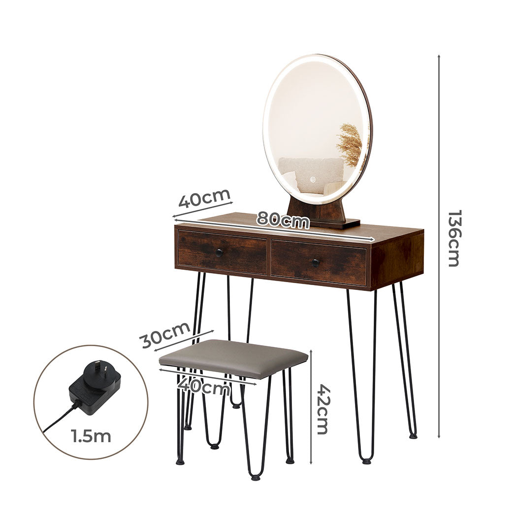 Levede Dressing Table LED Light Strip Brown-1917016716320313346