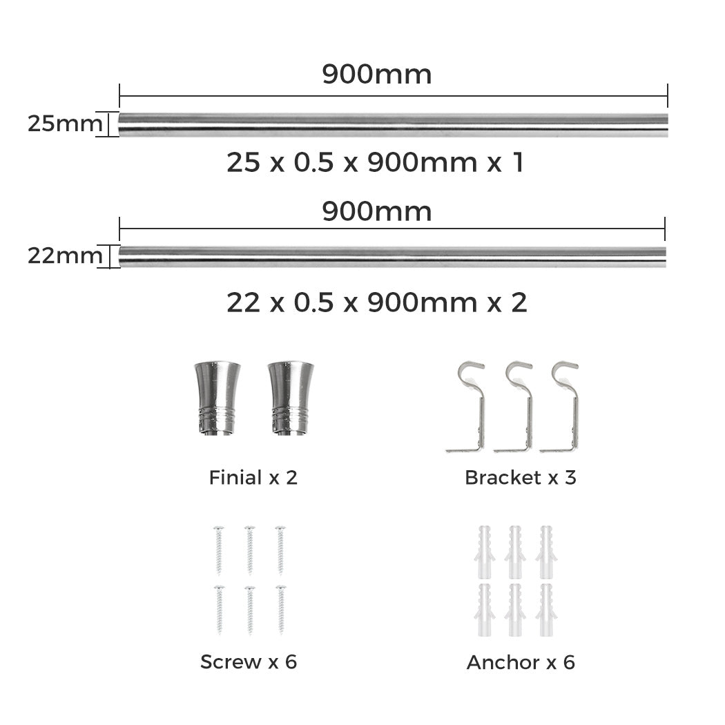 Marlow Satin Nickel Curtain Rod Steel Quiet Rail Pole Pommel Set Adjustable-1942353625099669506