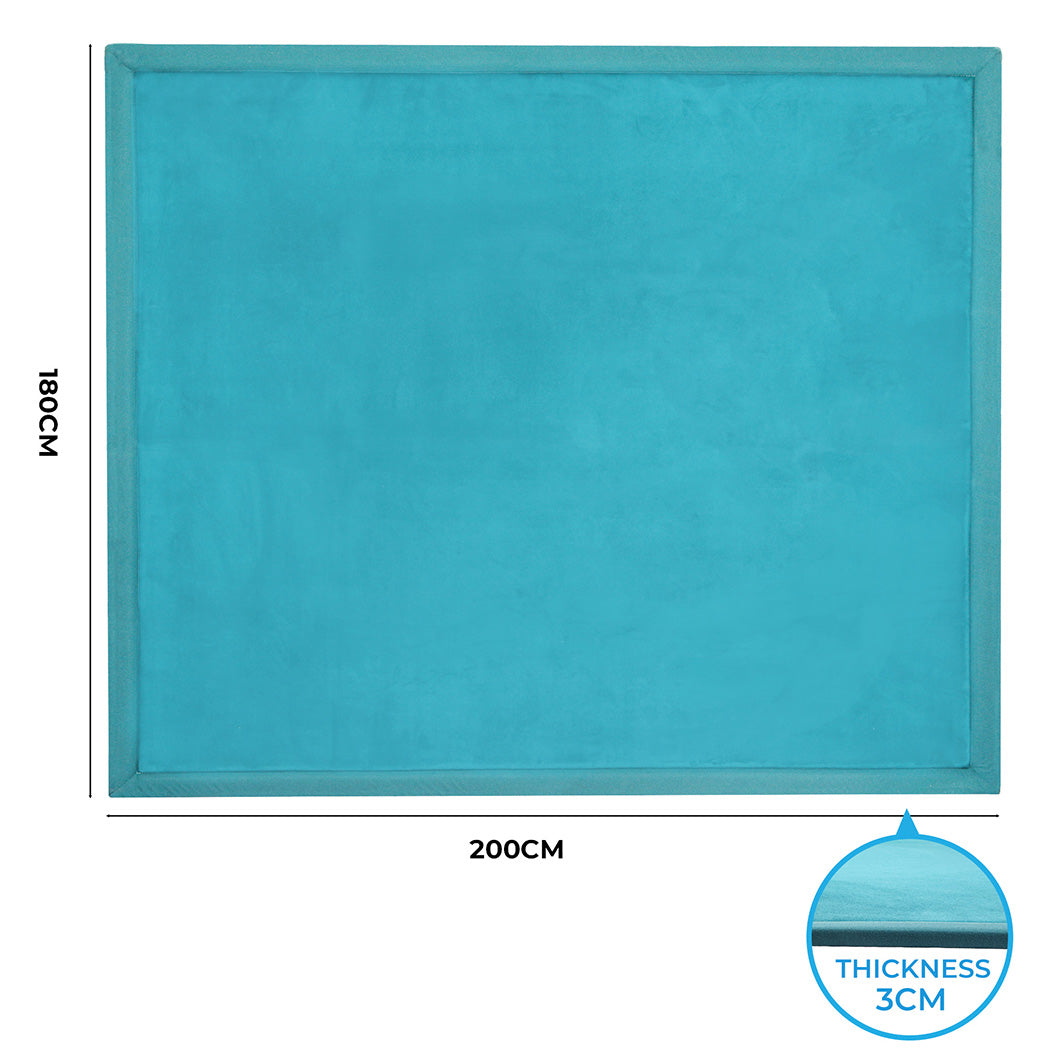 Marlow Coral Velvet Area Rugs Large Mat 180x200cm Blue-1942353700286763010
