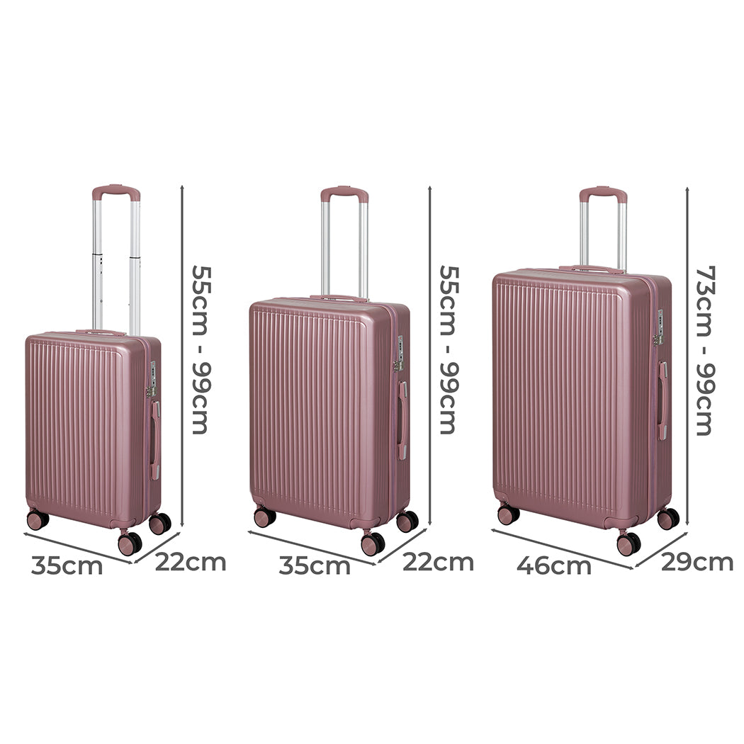 Slimbridge Luggage Suitcase Trolley Rose gold 3pc 20"+24"+28"-1942352948487131138