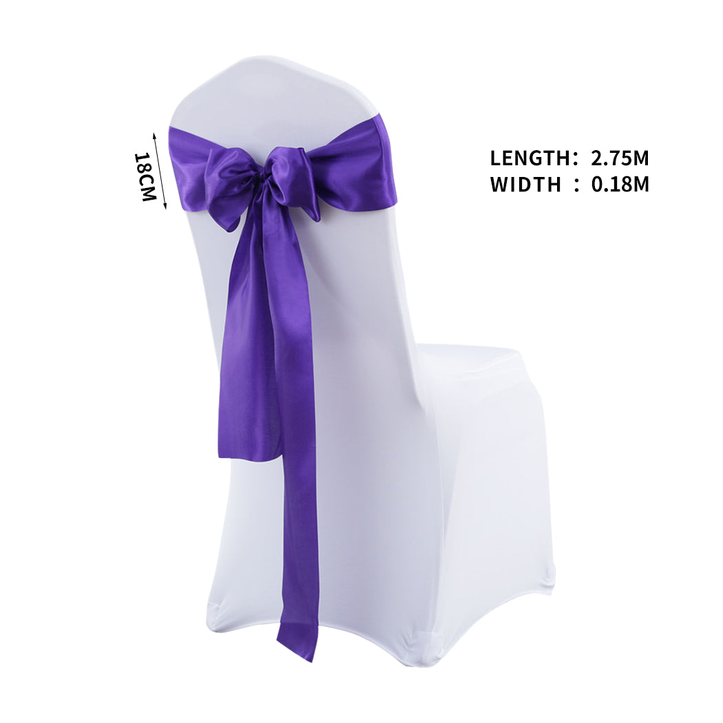 20x Table Runner Satin Chair Sashes Eggplant-1942353139684478978