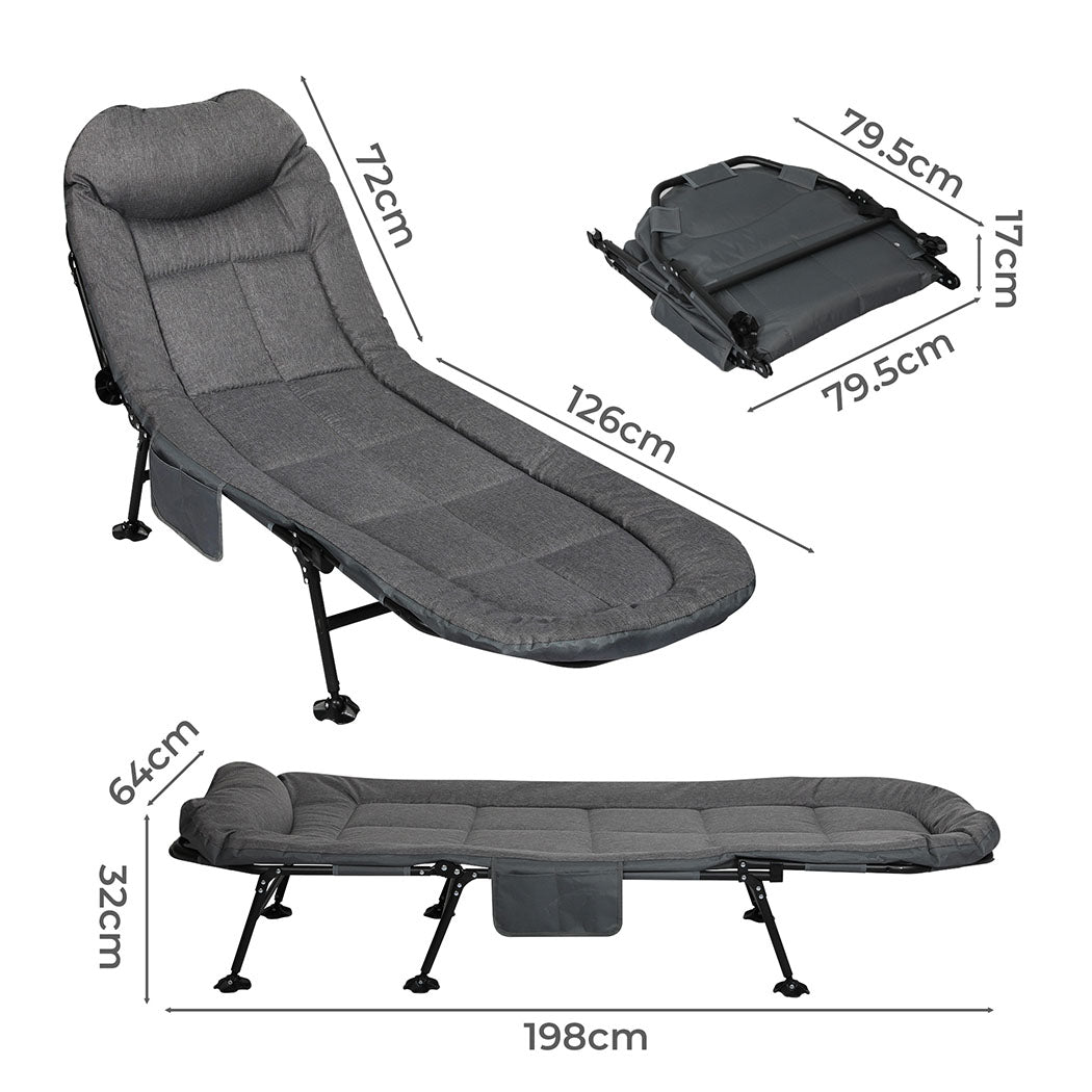 Levede Folding Camping Bed Camp Cots Dark Grey-1937319799742926850