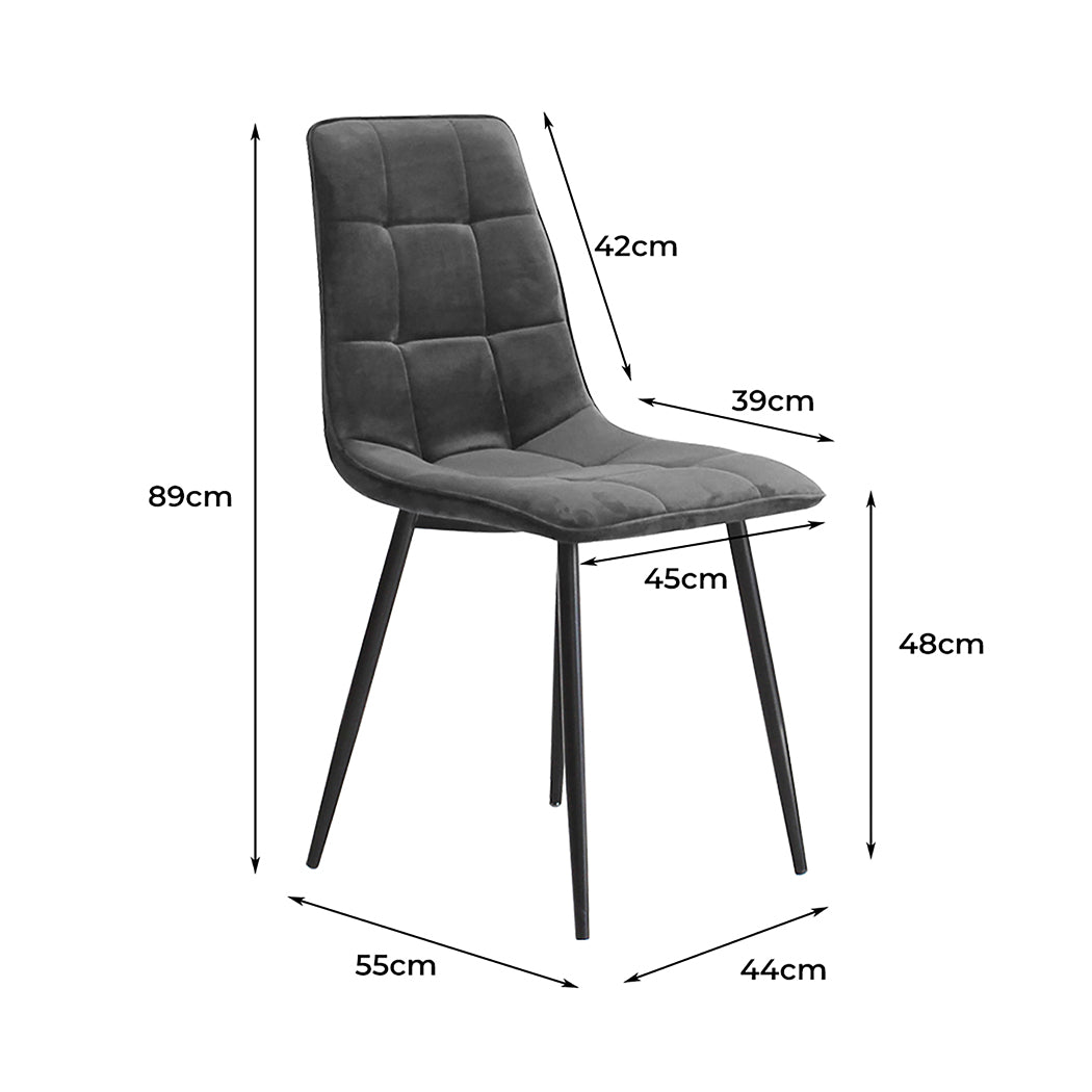 Levede 4x Dining Chairs Kitchen Velvet Grey-1910113287547260930