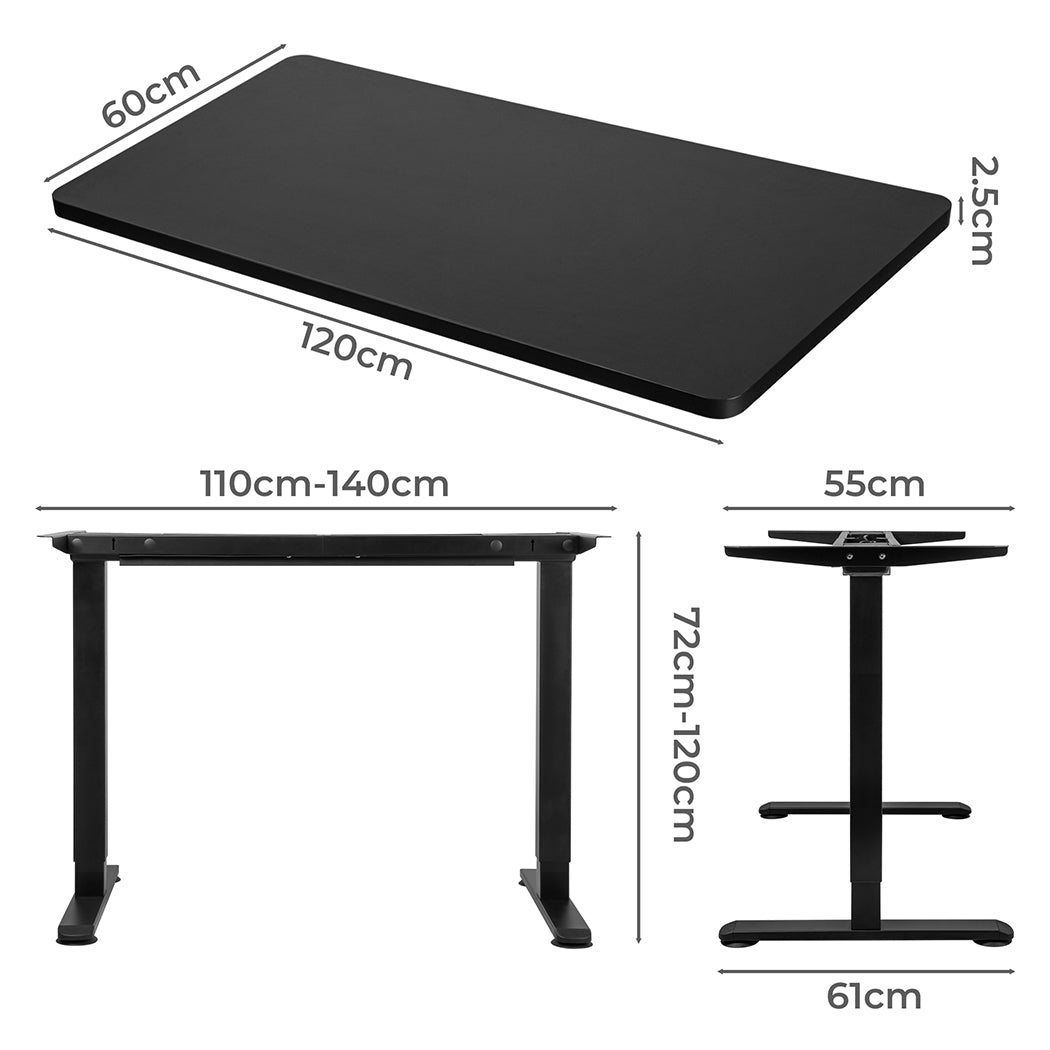 Levede Motorised Standing Desk Adjustable 120cm Black 800x 1.5MM-1910112990250799106