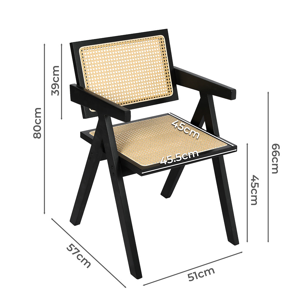 Levede 1x Black Wicker Armchair Dining Chair-1910113297844277250