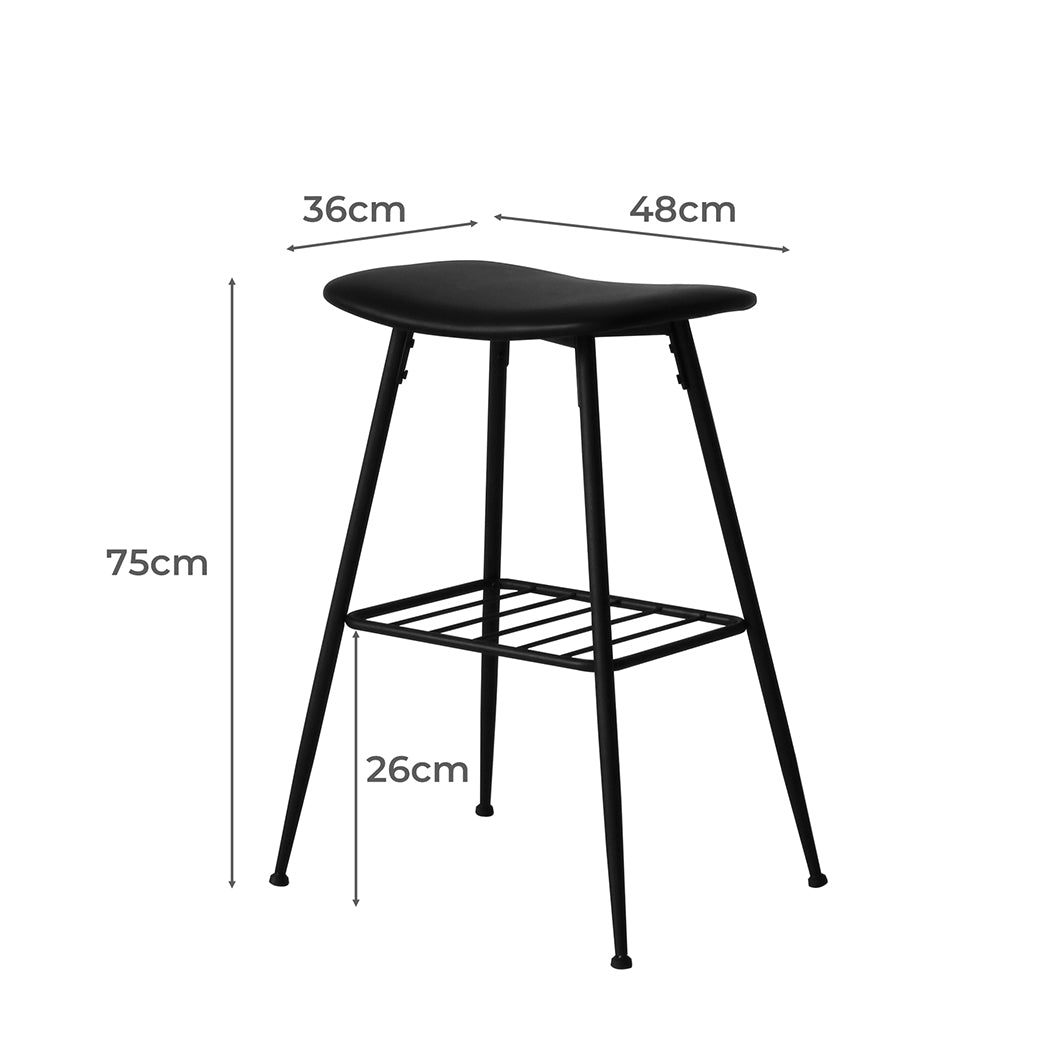 Levede 2x Bar Stools Kitchen Bar Pub Black-1919892922166284290