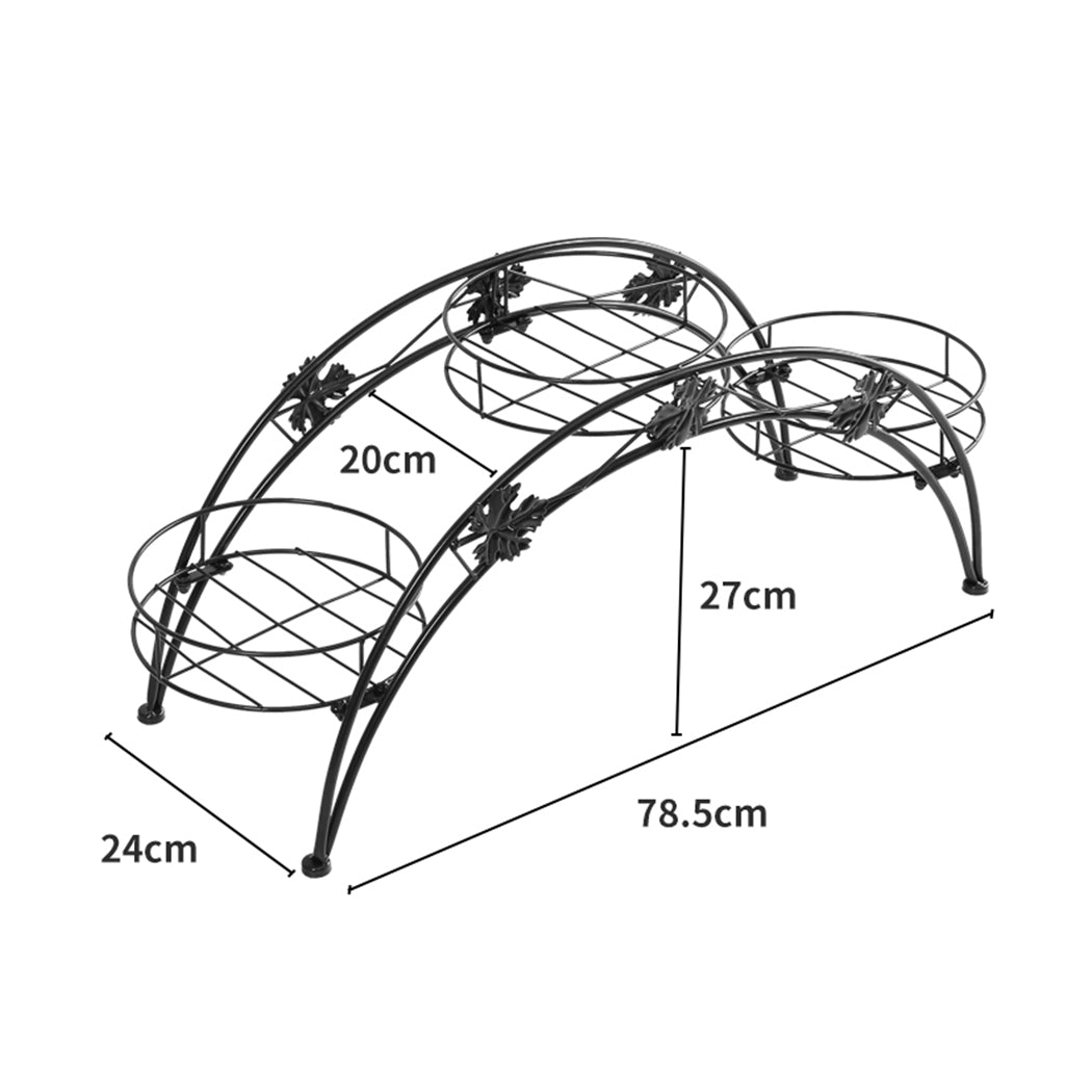 2X Plant Stand Outdoor Indoor Metal Black-1942352902232346626