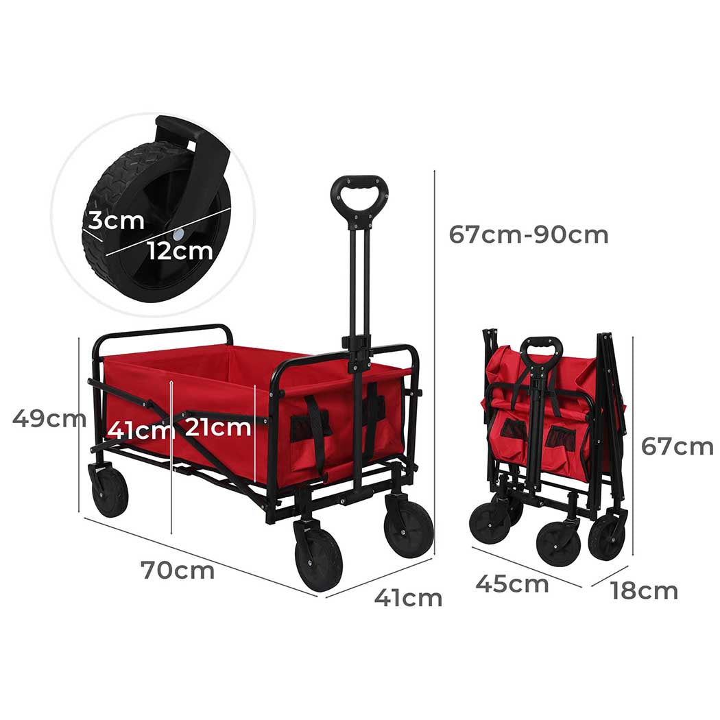 Lambu Garden Trolley Cart Foldable Picnic Red-1942353759342563330