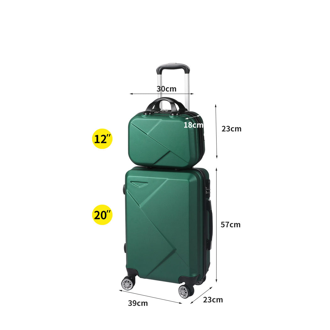 Slimbridge 2pcs 20"Travel Luggage Set Green-1942352931789606914