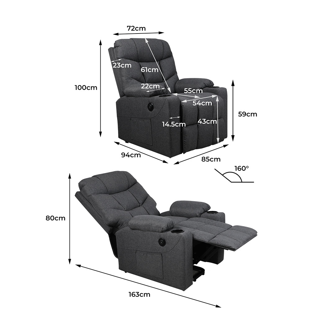 Levede Recliner Chair Electric Lift Grey-1910112921179000834