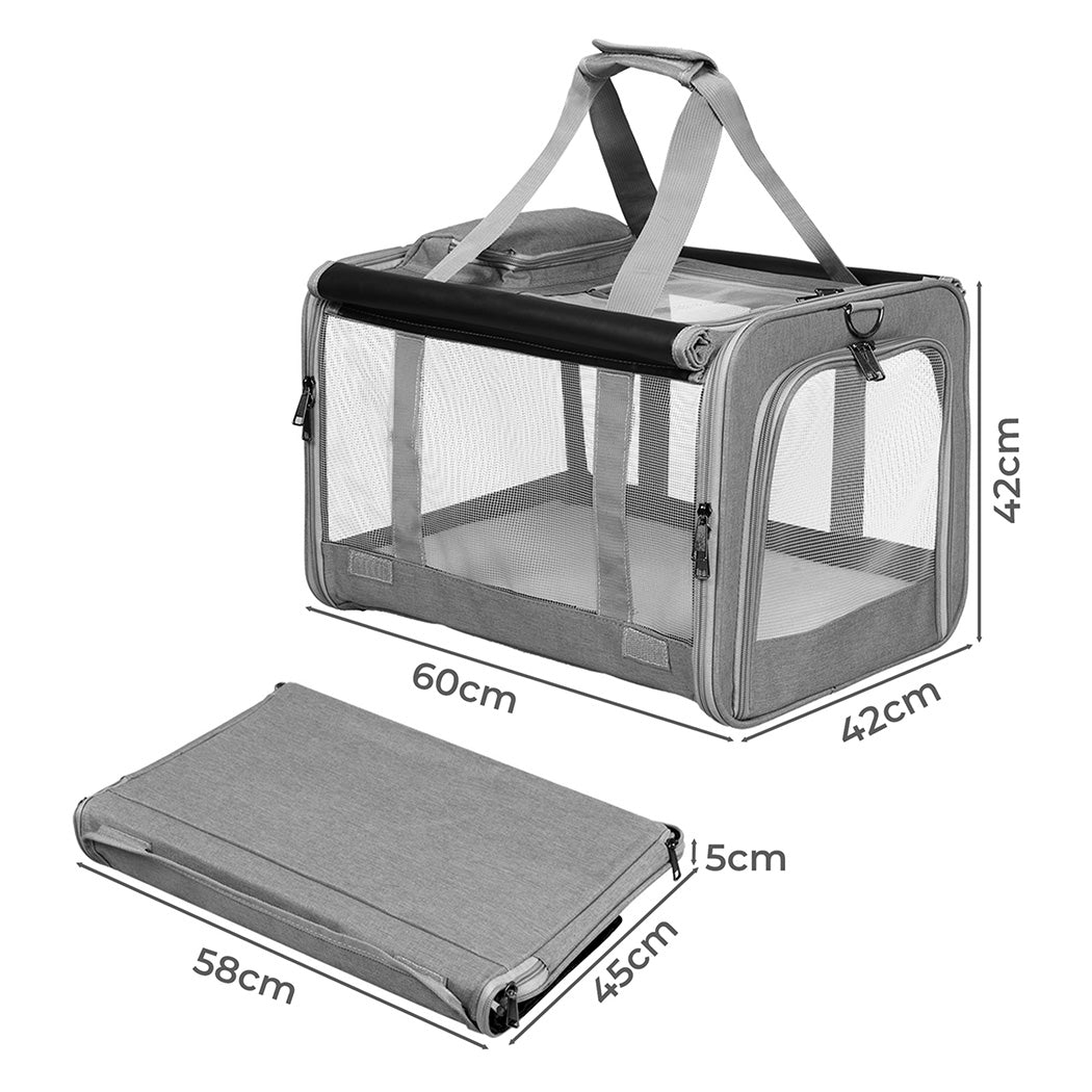 Pawz 3 in 1 Pet Soft Crate Dog Cat Carrier L Size Grey-1942353703801589762