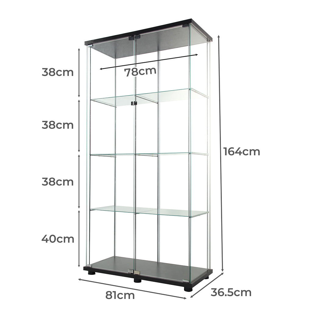 164cm Glass Display Cabinet 2 Doors-1917016717310169090