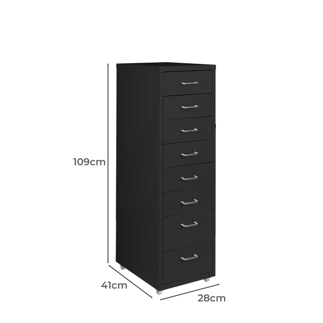 Levede 8 Drawer Office Cabinet Drawers Black-1917016720166490114
