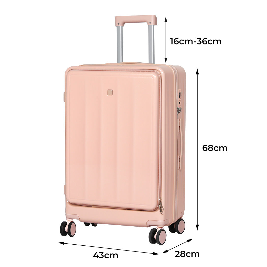Slimbridge 26" Luggage Trolley Travel Hard Pink-1942353661778857986