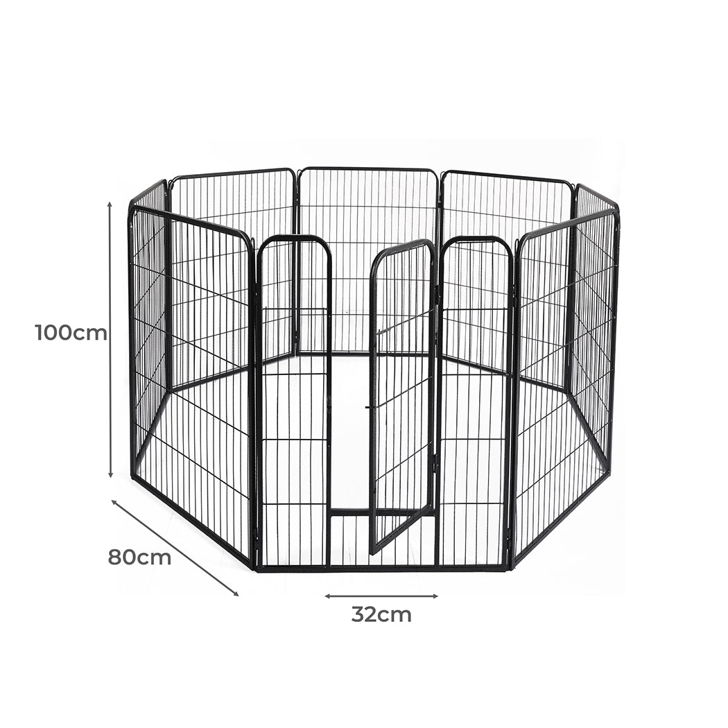 PaWz 8 Panel Pet Dog Playpen Puppy Exercise Black 2.5kg Venison-1942353117098151938