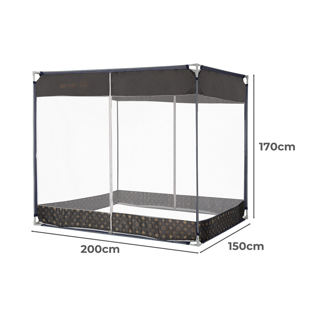 Dreamz Mosquito Bed Nets Foldable Canopy Square Grey-1910112871916900354