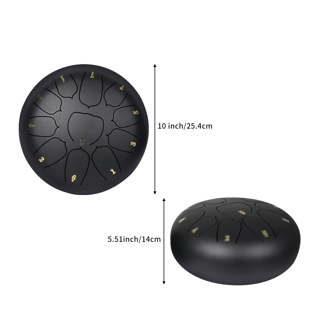 Steel Tongue Drum 10 Inch 11 Notes Hand Black-1942353157103423490