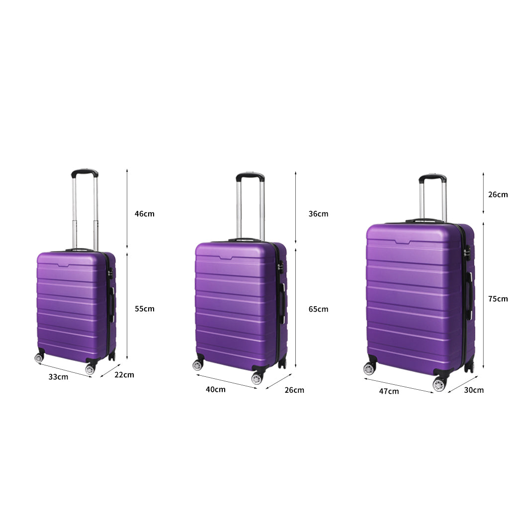 Slimbridge 3PC Luggage sets Suitcase Purple-1942352941520392194