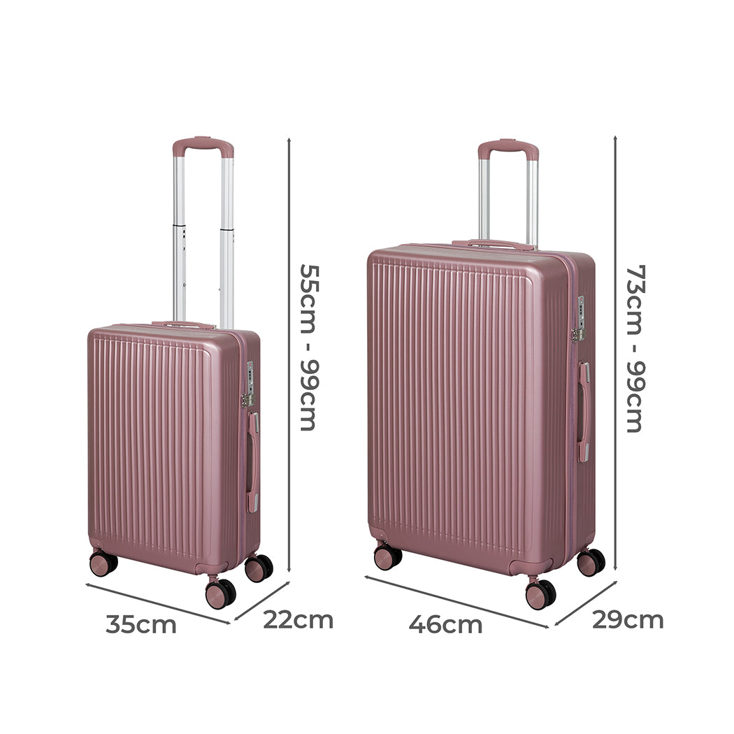 Slimbridge Luggage Suitcase Trolley Rose gold 2pc 20"+28"-1942352947887345666