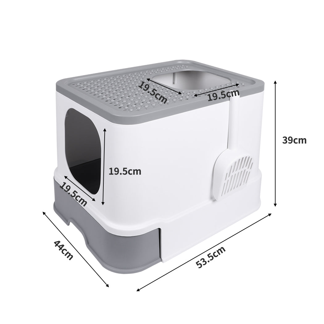 PaWz Cat Litter Box Fully Enclosed Kitty Grey-1942353064967147522