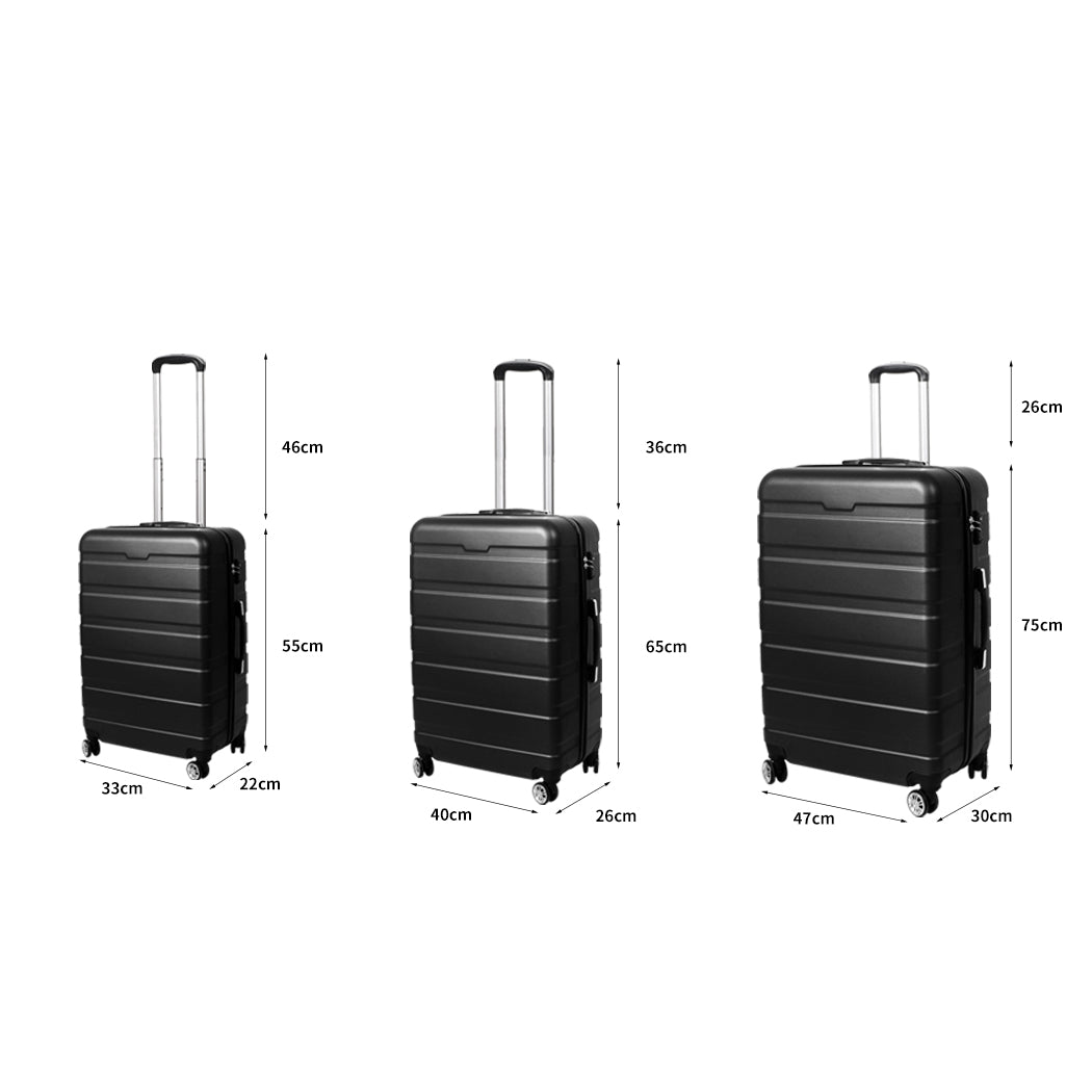 Slimbridge 3PC Luggage sets Suitcase Black-1942352940480204802