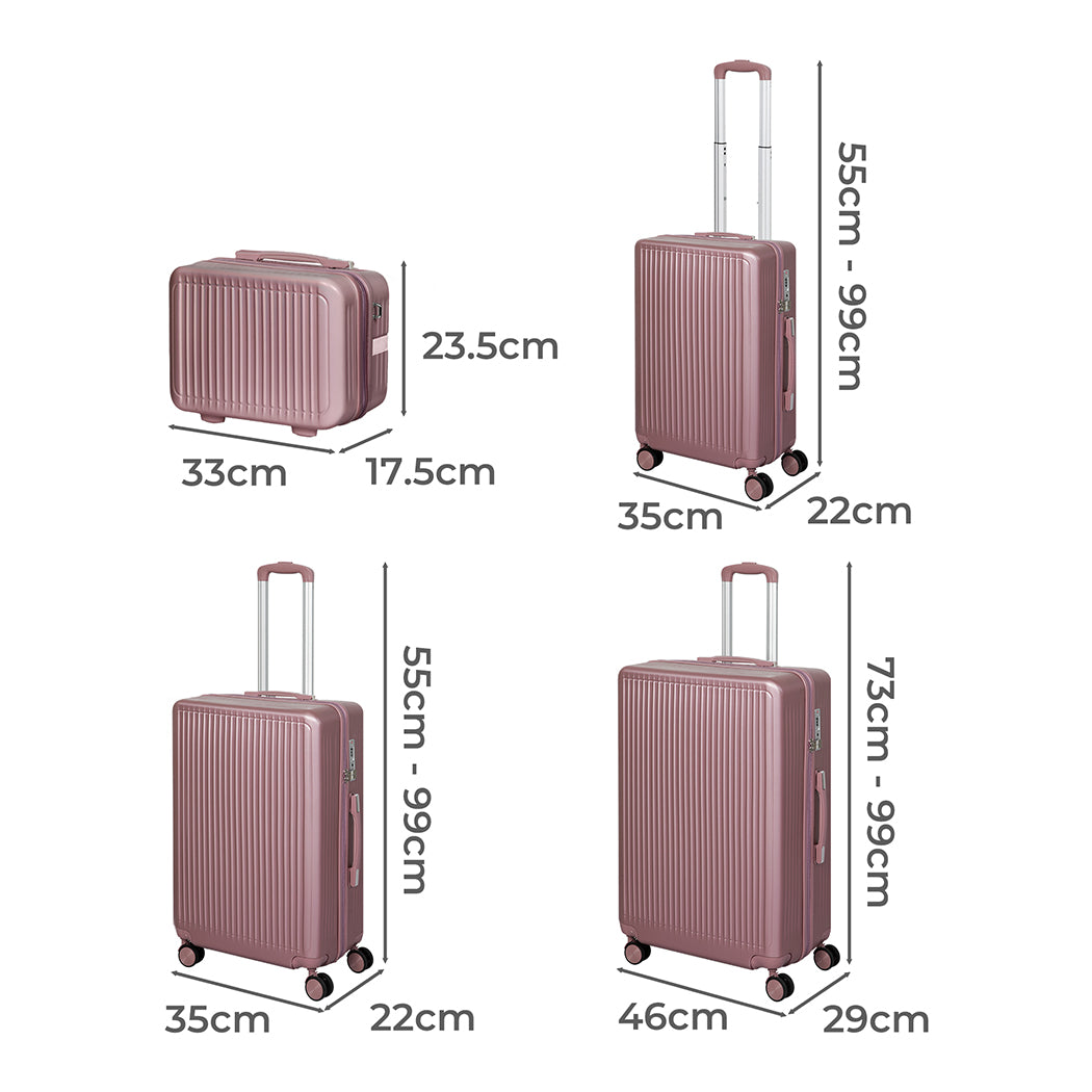 Slimbridge Luggage Suitcase Trolley Rose gold 4pc 14"+20"+24"+28"-1942352949053362178