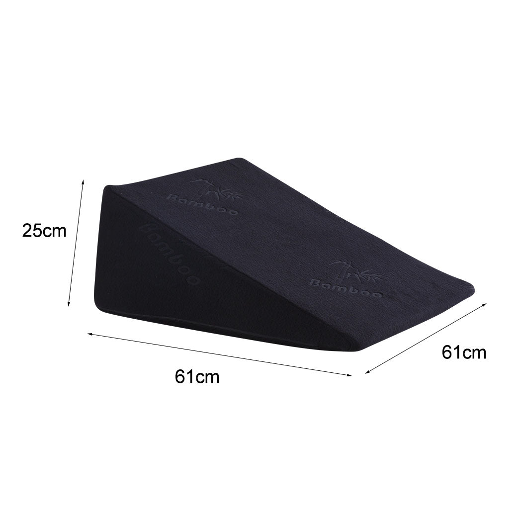 2x Cool Gel Memory Foam Bed Wedge Pillow Black 25x2-1942353145837522946